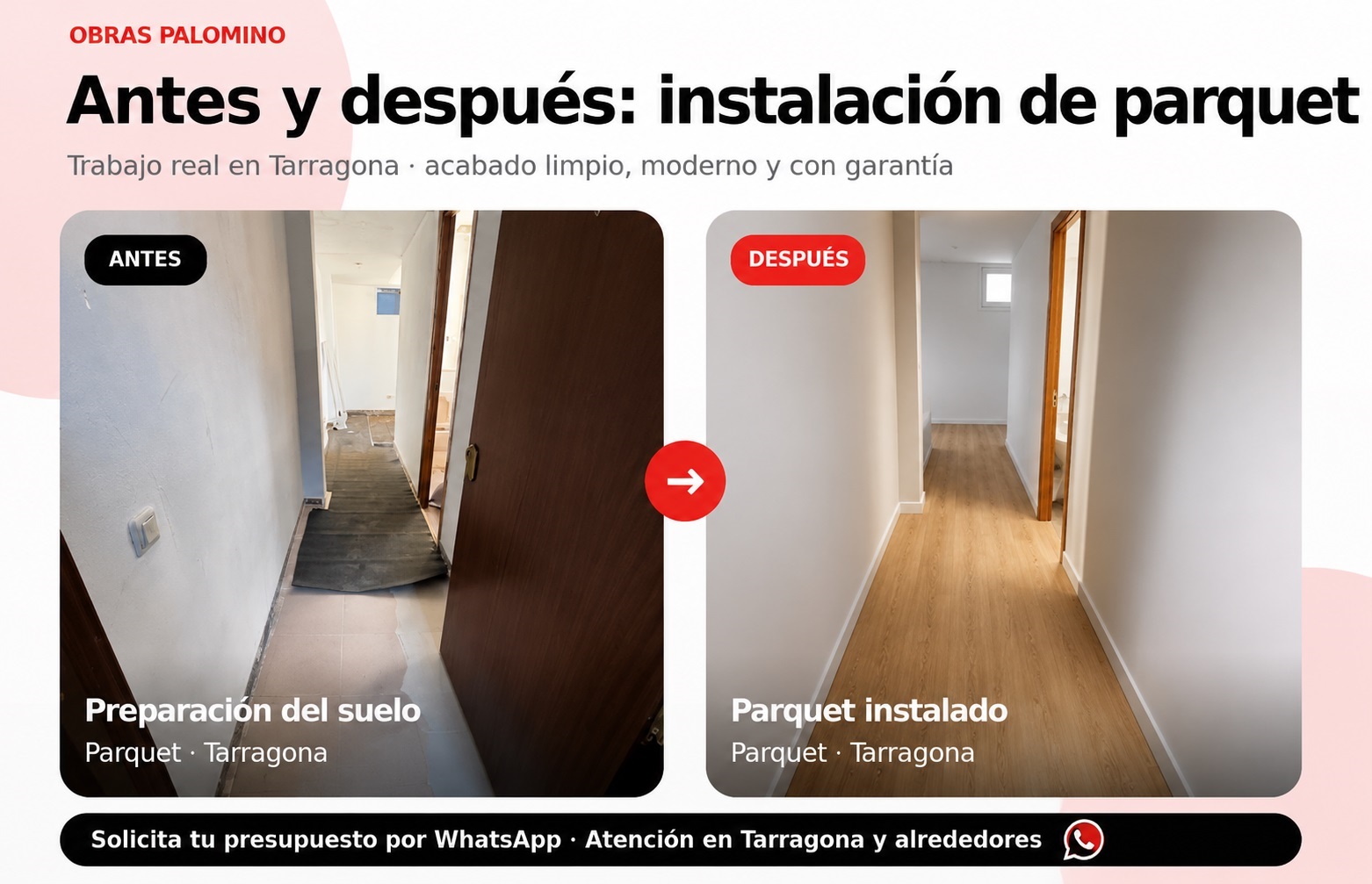 Antes y después parquet Tarragona